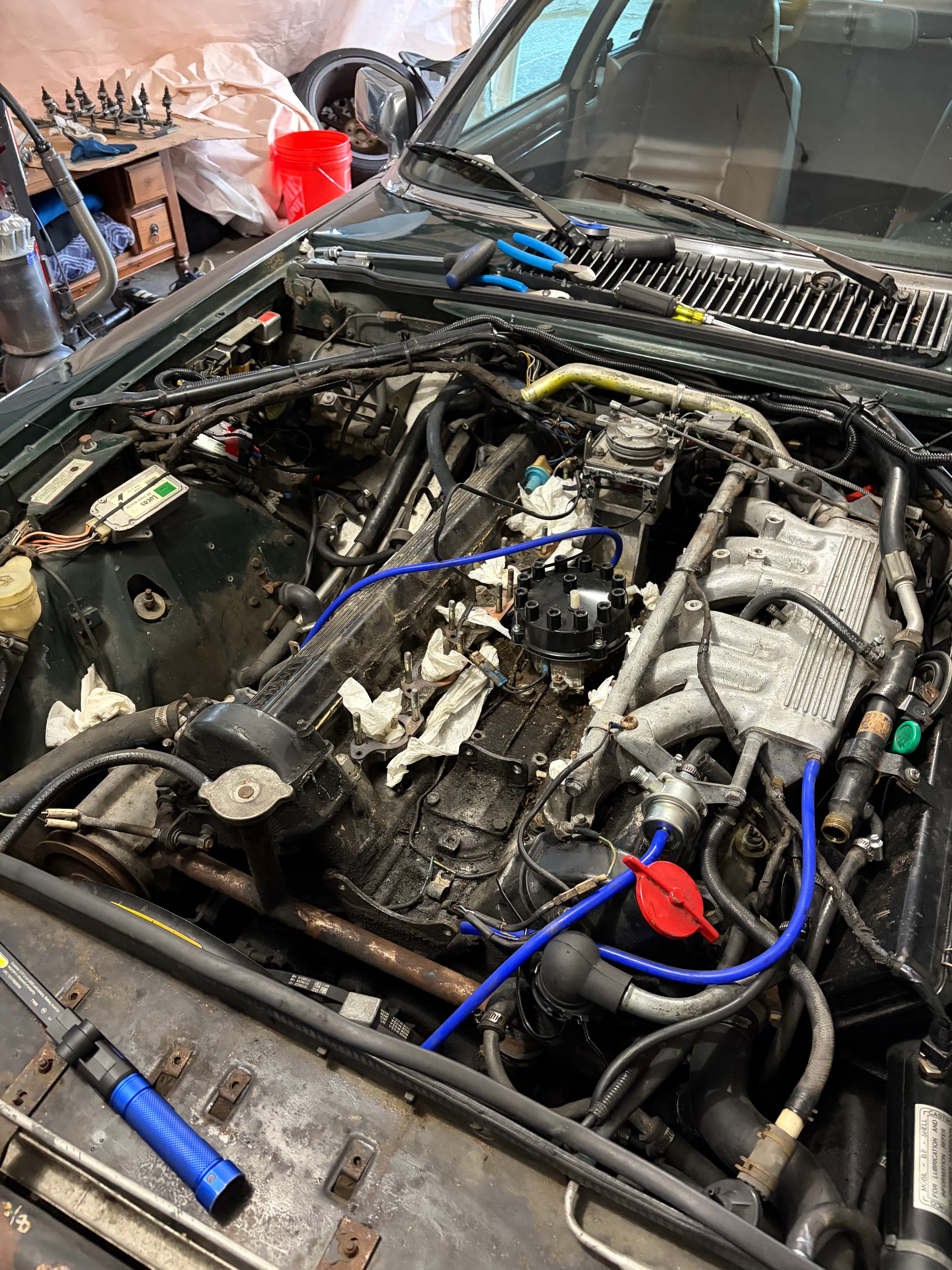 Tear down started. Going to take the opportunity to remove the air pump and lines as it adds little value. Need to wait for Head Removal tool from Jaguar Preservation before we move forward.